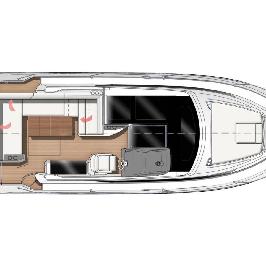 Jeanneau Leader 33 sports cruiser - diagram of cockpit and bow