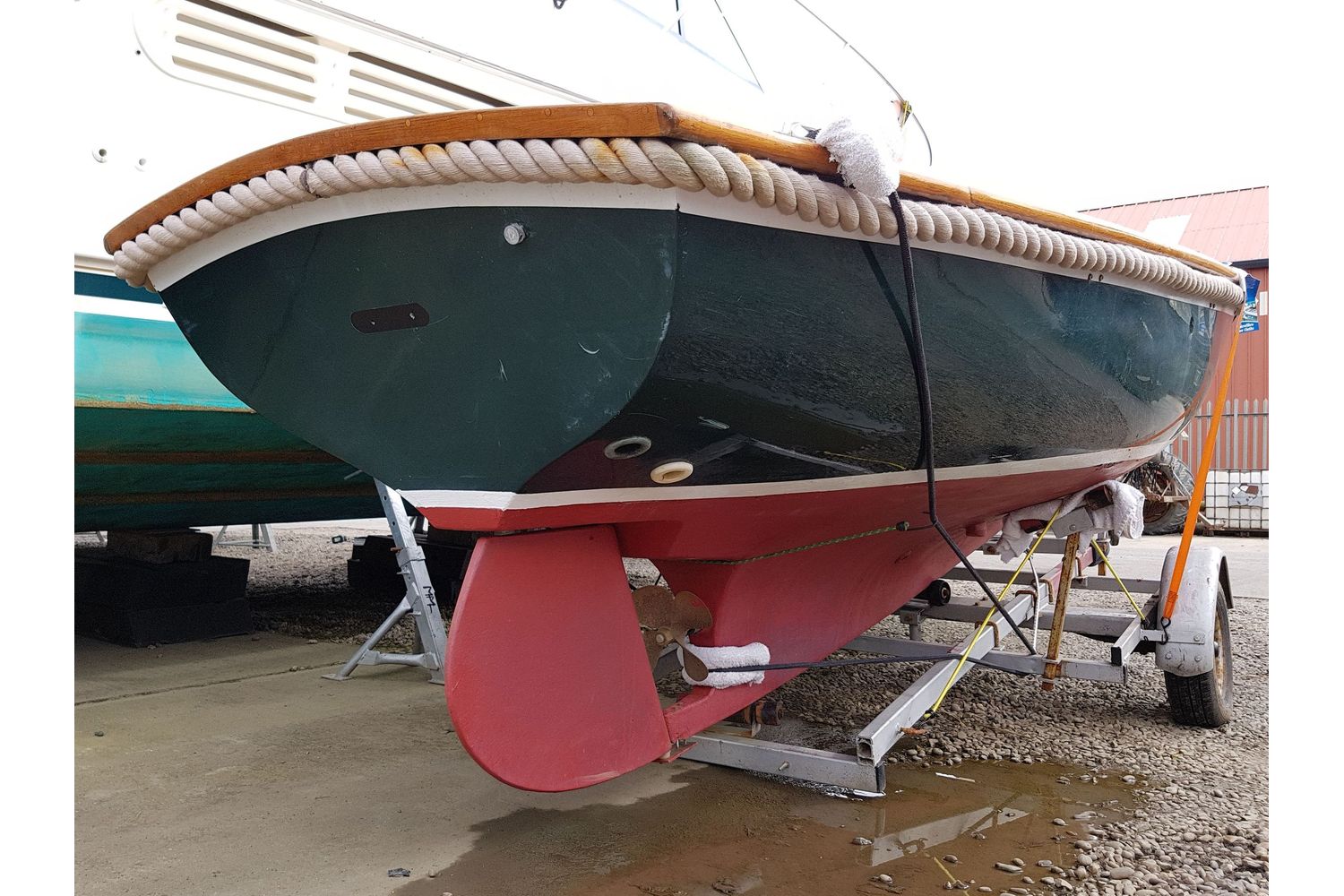 Open GRP launch - transom and rudder