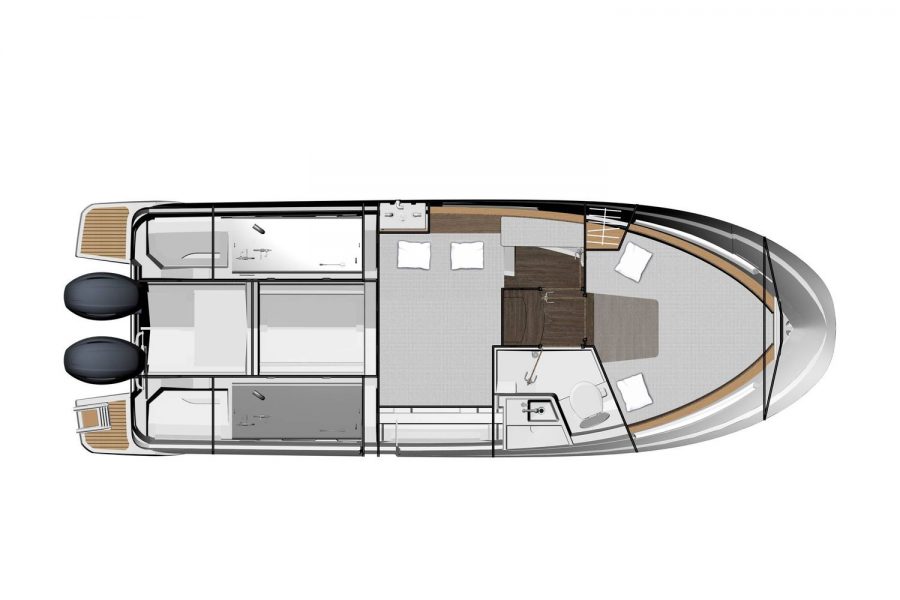 Jeanneau Merry Fisher 895 Sport - diagram of cabins