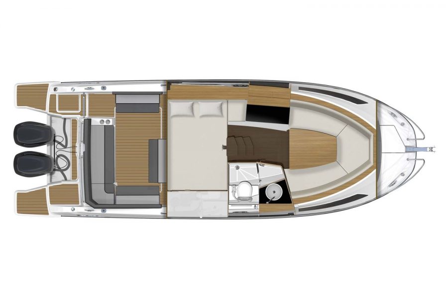 Jeanneau Cap Camarat 9.0 WA (sports boat / cruiser) - diagram of saloon and cabins