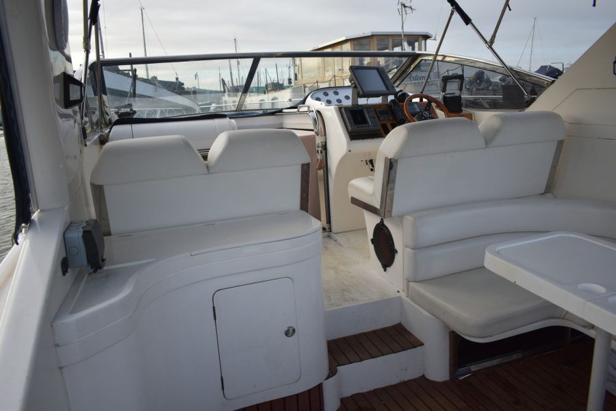 Princess 366 twin diesel sports cruiser - wheelhouse galley and steps to helm position