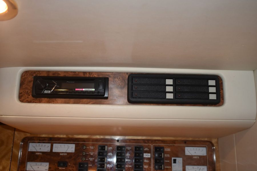 Princess 366 twin diesel sports cruiser - audio system and switch panel