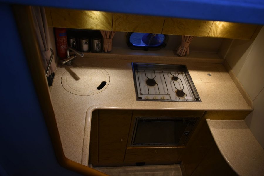 Princess 366 twin diesel sports cruiser - galley with cooker and sink