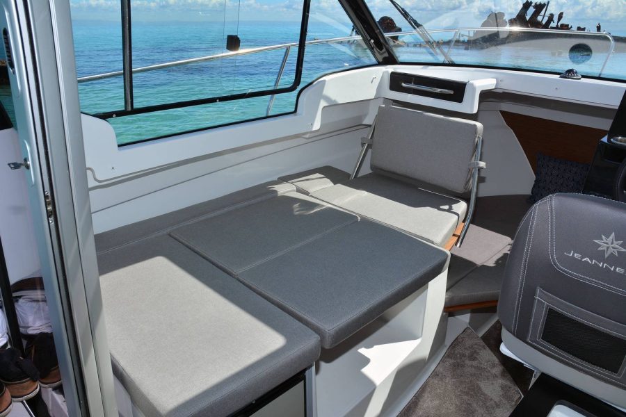 Jeanneau Merry Fisher 695 - port side saloon table converts to double berth