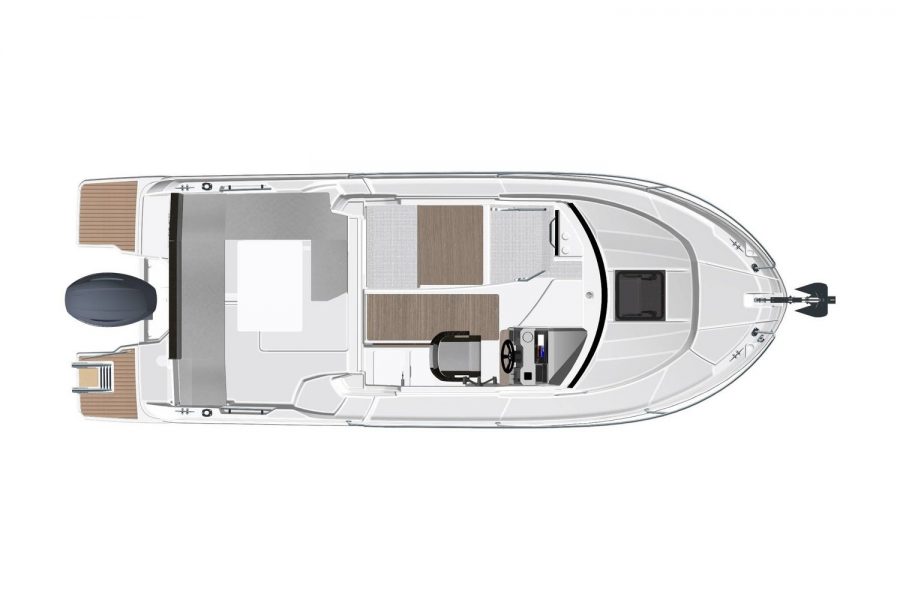 Jeanneau Merry Fisher 695 - diagram of wheelhouse interior and cockpit table
