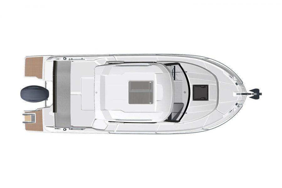Jeanneau Merry Fisher 695 - diagram of overhead view and wheelhouse roof hatch