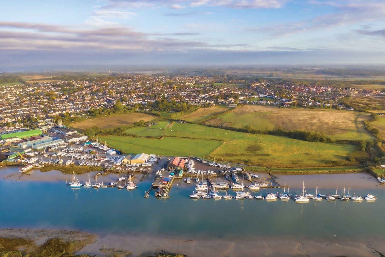 Morgan Marine - aerial view of boatyard and moorings