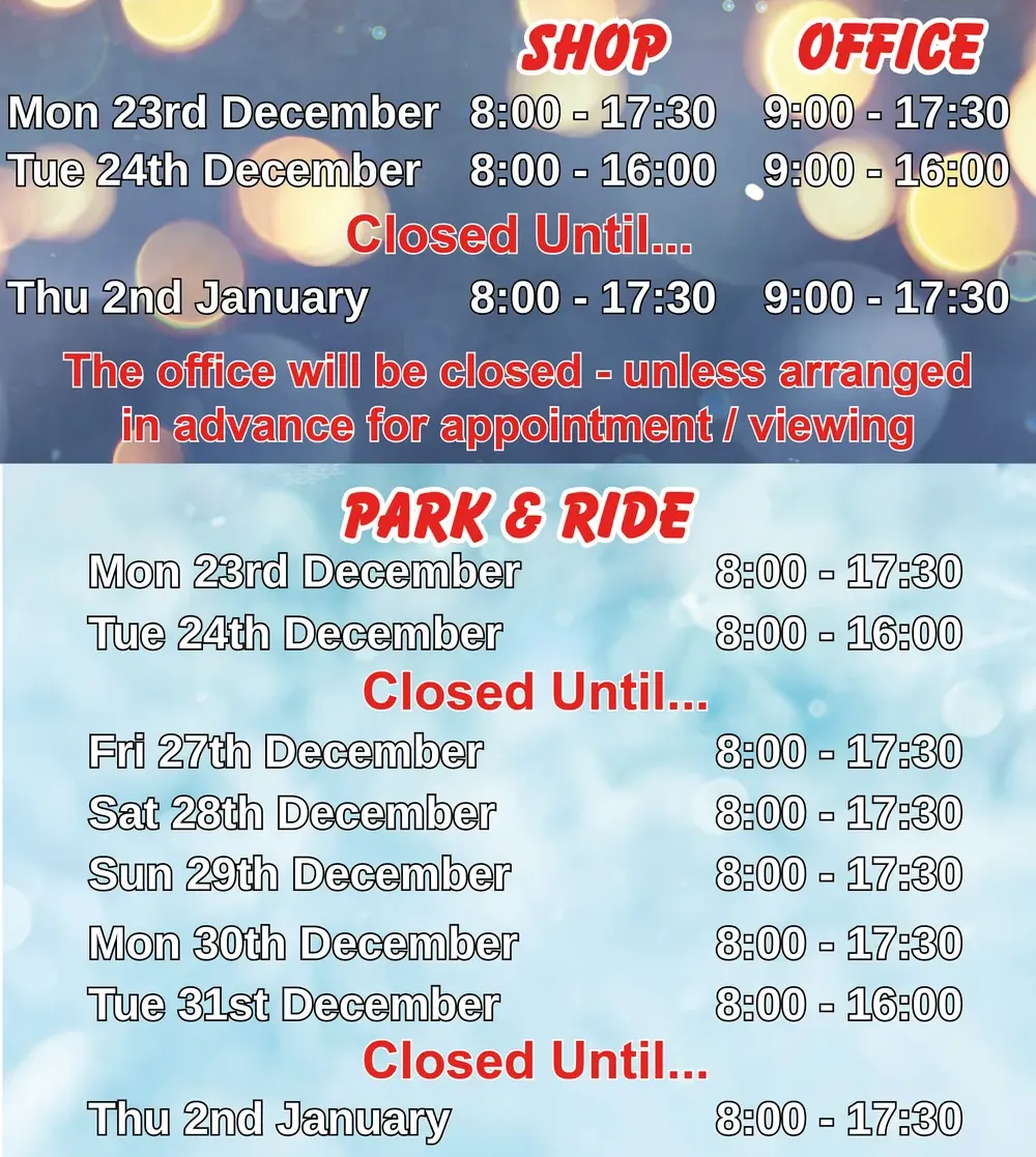 Christmas 2024 Opening Times at Morgan Marine - for chandlery, office and Park & Ride