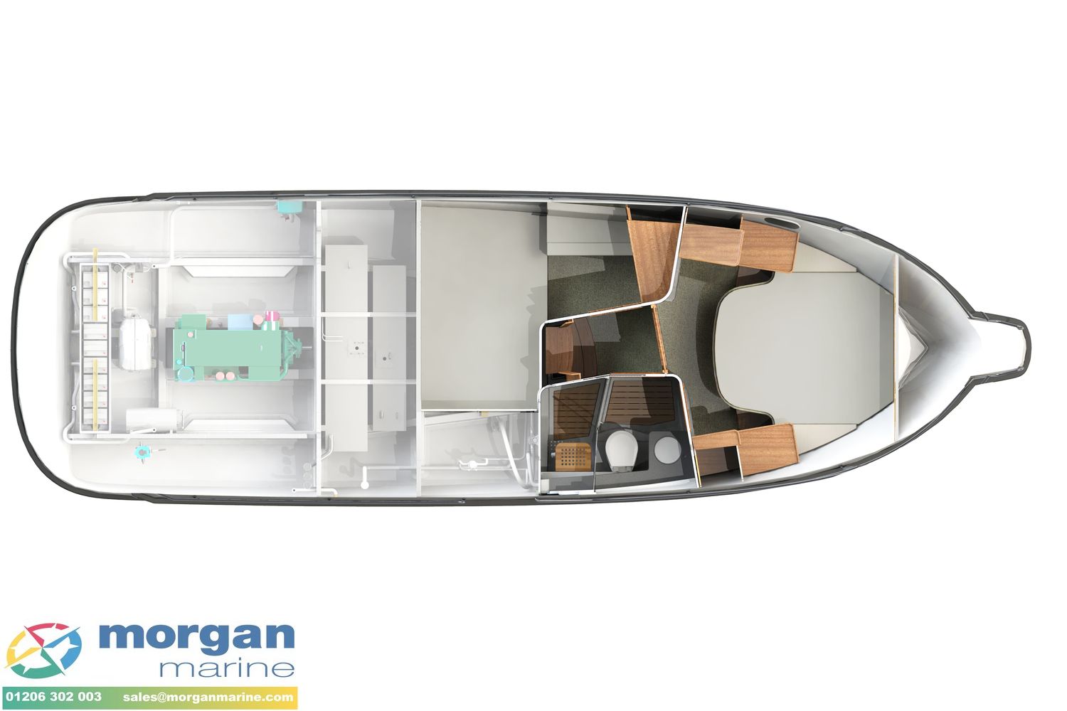 Nimbus 365 Coupe - diagram of cabin