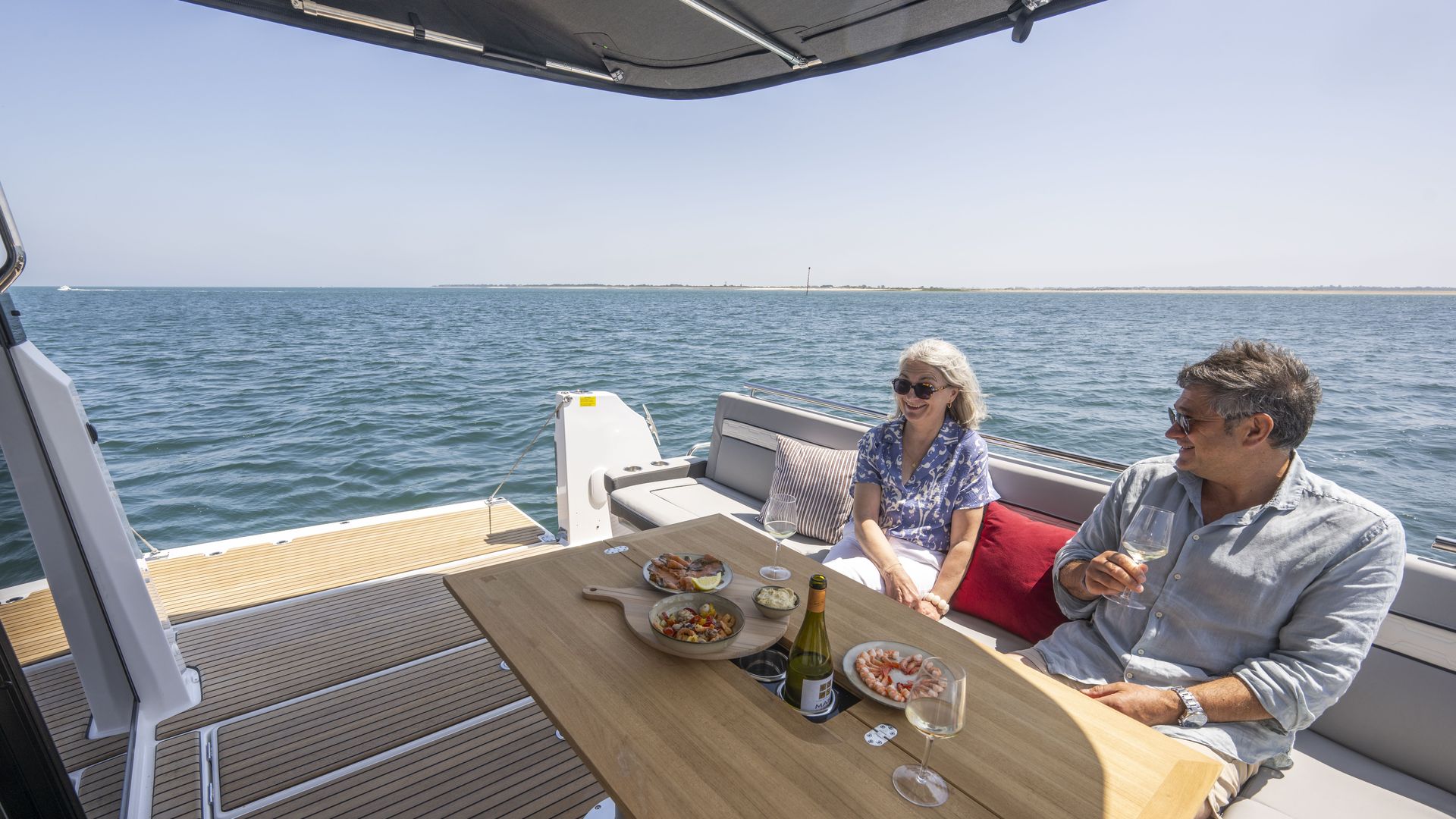 Jeanneau Merry Fisher 1295 Coupe - aft seating with canopy